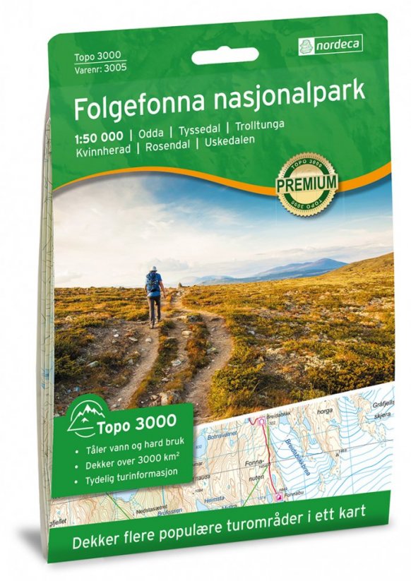 Folgefonna - turistická mapa