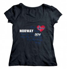 Dámské tričko NORWAY 1814, srdce s norskou vlajkou