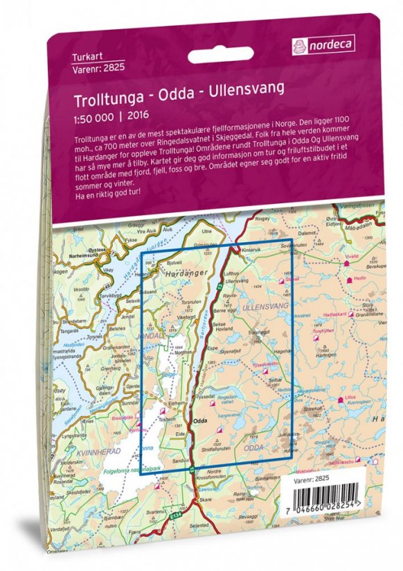 Turistická mapa Trolltunga, Odda - Ullensvang 1:50.000