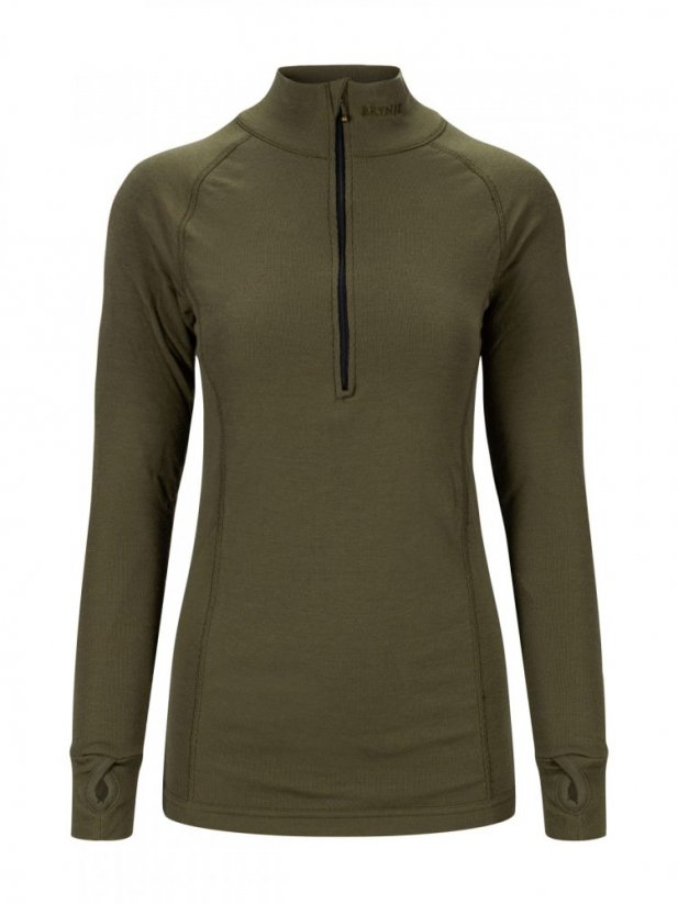 BRYNJE Lady Arctic Double Tactical Zip-polo 3/4 neck, olive