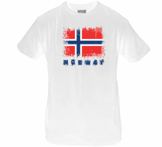 Pánské tričko NORWAY s vlajkou, bílé