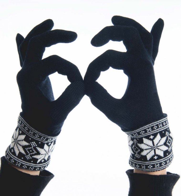 Prstové rukavice Vrikke SETESDAL s norským vzorem, 100% merino vlna