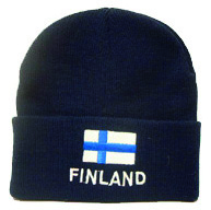 Pletená čepice FINLAND s vlajkou