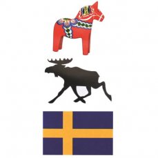 Samolepka švédská vlajka, los a Dalahäst
