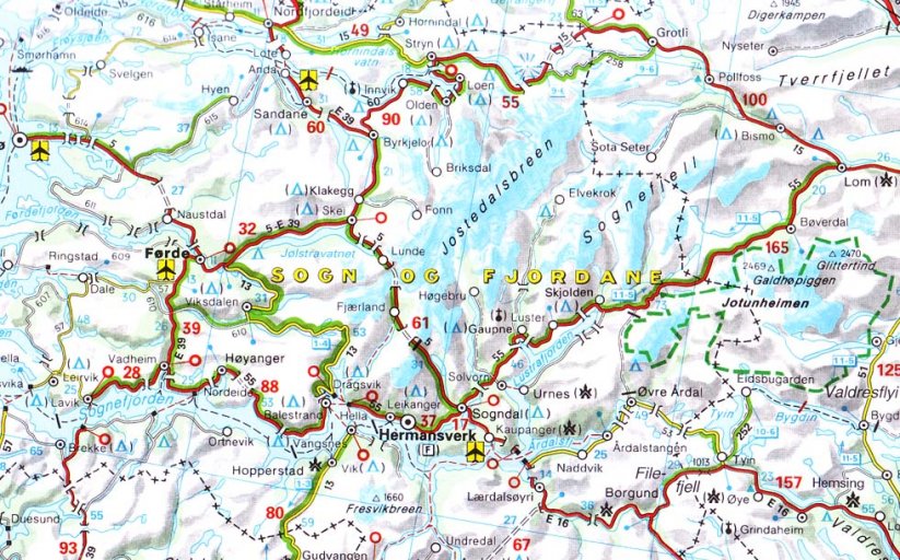Mapa Norsko 1 - jih, Oslo, Bergen, Stavanger - mapa 1:250t. nové vydání