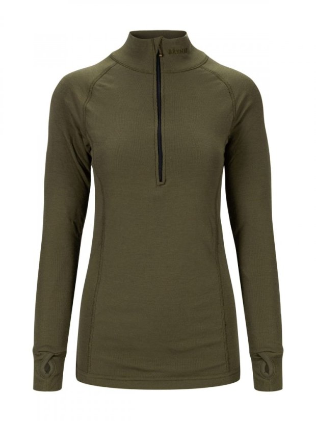 BRYNJE Lady Arctic Double Tactical Zip-polo 3/4 neck, olive