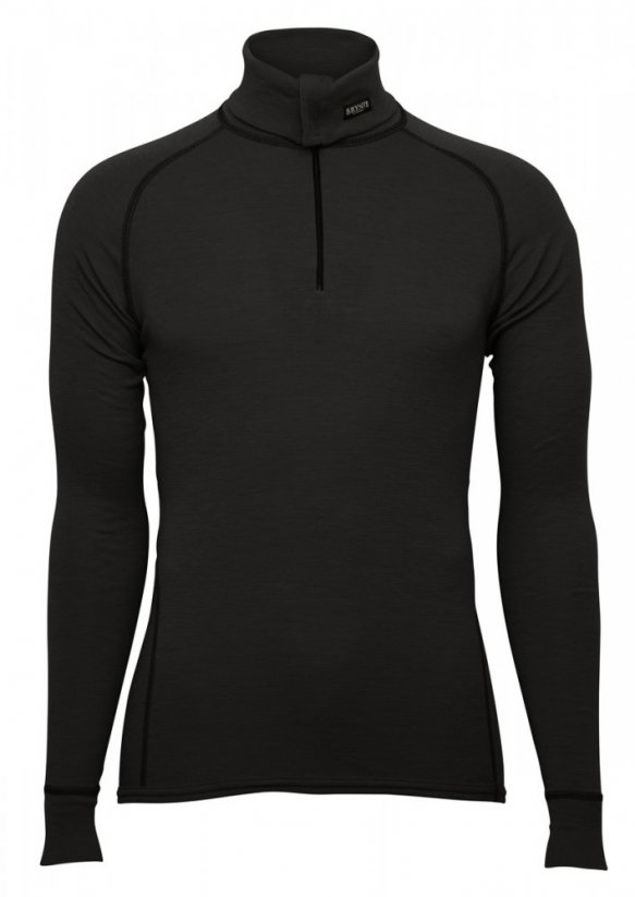 BRYNJE Classic Wool Zip Polo Shirt - barva: černá, velikost: S (48)